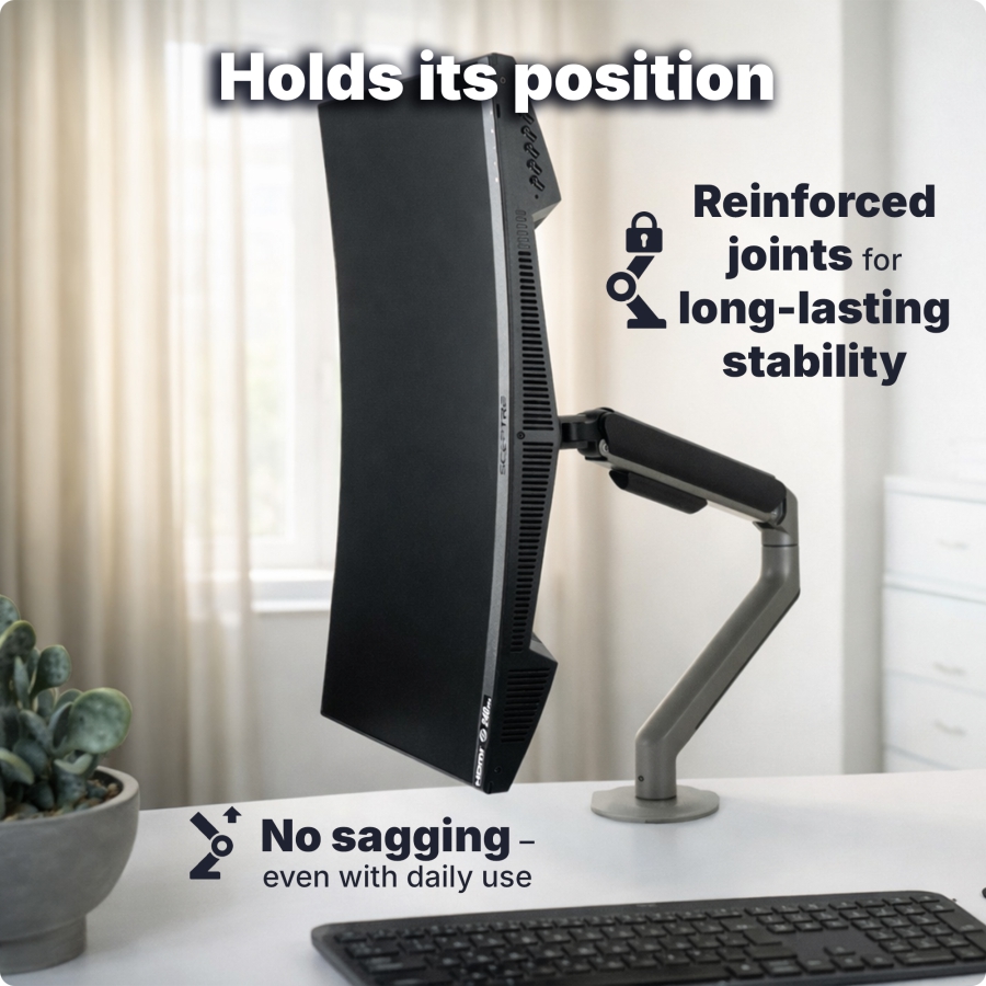 3IDEE Flexi-Lite Single Monitor Arm - 1 Monitor - [13-32" / up to 9kg] - Stepless Height Adjustment